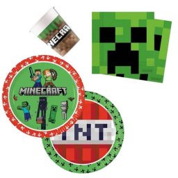 Minecraft party szett 36 DARABOS, 23 cm-es tányérral