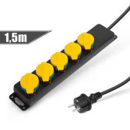 Kültéri 5-ös elosztó fedéllel 1,5 m (3 x 1,5 mm2 gumi kábel) IP44
