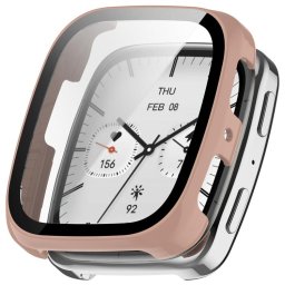 PC FULL COVER Műanyag tok üveggel Amazfit Active 2 (Square) rózsaszínhez