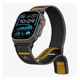 SPIGEN ATHLEX pótszíj (egyedi méret, nagy, nylon, tépőzáras, légáteresztő, SPORT) FEKETE Apple Watch Series 5 44mm, Watch Series 4 44mm, Watch Series 3 42mm