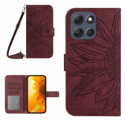 ART SUNFLOWER Pénztárca tok zsinórral Motorola Moto G56 5G bordó készülékhez