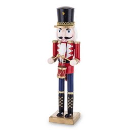 Diótörő katona karácsonyi figura dobbal - 37 cm fa - hibás