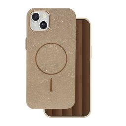 Szilikon telefonvédő (műanyag hátlap, kameravédő, MagSafe, csillogó) BARNA Apple iPhone 15
