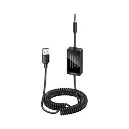 UGREEN bluetooth audió adapter (v5.4, 3.5mm jack, TX/RX funkció, spirál kábel) FEKETE