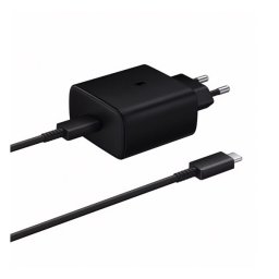 SAMSUNG hálózati töltő Type-C aljzat (45W, PD gyorstöltő + 100cm Type-C kábel) FEKETE