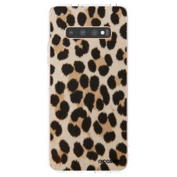 Átlátszó szilikon tok az alábbi mobiltelefonokra Samsung Galaxy S10 Plus G975 - Brown Tiger