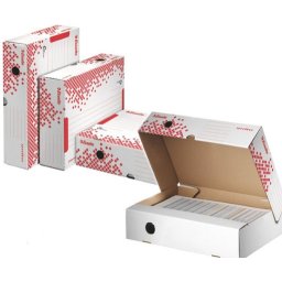 LEITZ Esselte Speedbox gyorsan összecsukható irattartó tartály fedéllel L, fehér-piros
