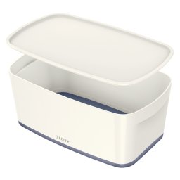 LEITZ MyBox tárolódoboz fedővel, S méret, fehér/szürke