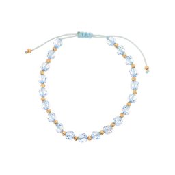 Valódi kristályos arany golyós halvány zafír órakísérő karlánc 14k