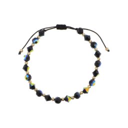 Valódi kristályos arany golyós Jet AB és fekete Classic órakísérő karlánc 14k