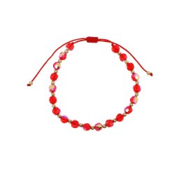 Valódi kristályos arany golyós halvány sziámpiros Classic órakísérő karlánc 14k