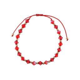 Valódi kristályos arany golyós halvány sziámpiros órakísérő karlánc 14k