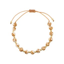 Valódi drágaköves arany golyós fehér howlit órakísérő karlánc 14k