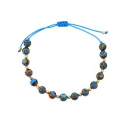 Valódi drágaköves arany golyós szalagos jáspis órakísérő karlánc 14k