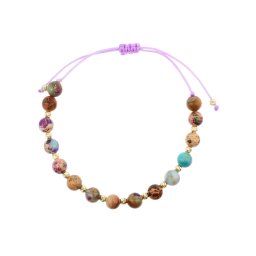 Valódi drágaköves arany golyós színes jáspis órakísérő karlánc 14k