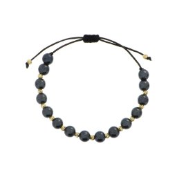 Valódi drágaköves arany golyós hematit órakísérő karlánc 14k