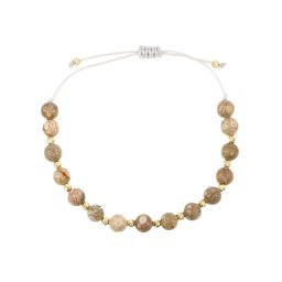 Valódi drágaköves arany golyós bézs labradorit órakísérő karlánc 14k