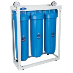 Aquafilter BigBlue 20" tripla szűrőház állványon nyomásmérő órákkal 1"x1"