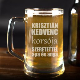 Egyedi homokfúvott söröskorsó