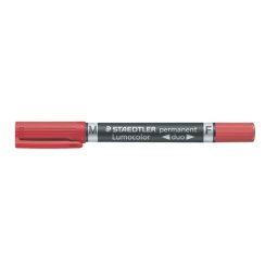 STAEDTLER Alkoholos marker, 0,6/1,5 mm, kúpos, kétvégű, STAEDTLER "Lumocolor(R) duo 348", piros
