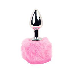 FEELZTOYS - fém anál plug nyuszifarokkal (ezüst-pink)