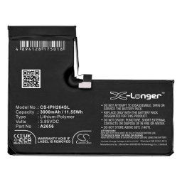 CAMERON SINO Li-Polymer akku (3.85V/3000mAh, Apple A2656 kompatibilis) FEKETE Apple iPhone 13 Pro