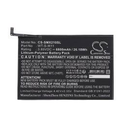 CAMERON SINO Li-Polymer akku (3.85V / 6800mAh, Samsung WT-S-W11 kompatibilis) FEKETE Samsung Galaxy Tab A9 Plus 5G (SM-X216), Galaxy Tab A9 Plus WIFI (SM-X210)
