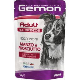 Gemon Dog Adult Chunkies with Beef & Ham (24 x 100 g) 2.4kg