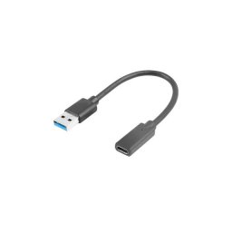 LANBERG USB-C (F) 3.1 és USB-A (M) közötti 15cm-es kábel, fekete színű