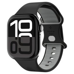 Apple Watch 4-6, SE, SE (2022), SE (2025) (38 / 40 mm) / Watch 7-9 (41 mm) / Watch 10-11 (42 mm), szilikon pótszíj, állítható, Spigen Nano Pop, fekete/szürke