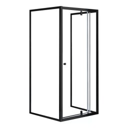 Flexi falsíkra szerelhető szögletes zuhanykabin 90x90 cm zuhanytálca nélkül fekete