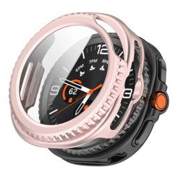 Műanyag keret (BUMPER, ütésállóság + kijelzővédő üveg) RÓZSASZÍN Samsung Galaxy Watch 8 Classic 46mm (SM-L500), Galaxy Watch 8 Classic eSIM 46mm (SM-L505)