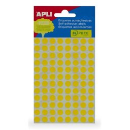 APLI Etikett, 8 mm kör, kézzel írható, színes, APLI, sárga, 288 etikett/csomag