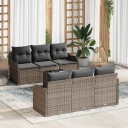 vidaXL Kerti Kanapé Szett Szürke 55 x 55 x 37 cm polirattan