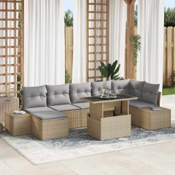 vidaXL Kerti Kanapé Szett 8 db Beige és Világosszürke polirattan
