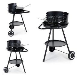 Görgős kerti grill állítható rácsmagassággal
