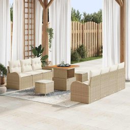 vidaXL Kerti Kanapé Szett 10 db 9-Ülőhelyek száma Beige és krém