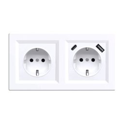 Nova földelt csatlakozóaljzat dugalj 16A 250V USB csatlakozóval fehér kerettel