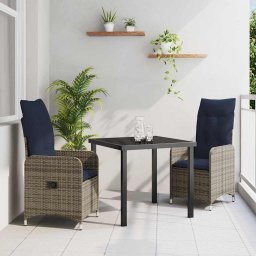vidaXL Asztal és szék szett 3 db Szürke PE Rattan