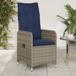 vidaXL 2 db szürke polyrattan dönthető kerti szék párnákkal