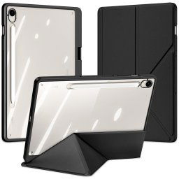 Samsung Galaxy Tab S9 FE (10.9) / Tab S10 FE (10.9) SM-X510 / X516B / X520 / X526, mappa tok, érintőceruza tartó, levehető előlap, Origami Smart Case, Dux Ducis Magi, átlátszó/fekete