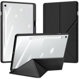 Samsung Galaxy Tab S10 FE Plus (13.1) SM-X620 / X626B, mappa tok, érintőceruza tartó, levehető előlap, Origami Smart Case, Dux Ducis Magi, átlátszó/fekete
