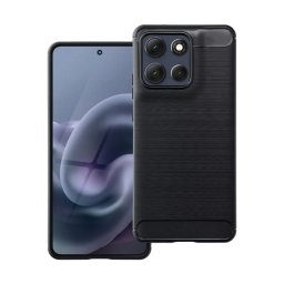 Szilikon telefonvédő (ütésállóság, légpárnás sarok, szálcsiszolt, karbon minta) FEKETE Motorola Moto G86 5G (XT2527)