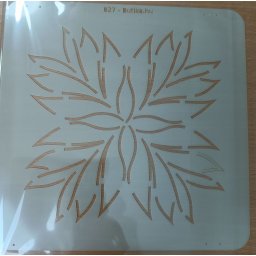 Sablon/stencil tűzéshez, 22x22cm, nagy telt virág blokk- 027
