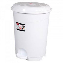 Planet Pedálos szemetes kuka, műanyag, LUXURY fehér, kivehető kosárral, 22L NO4