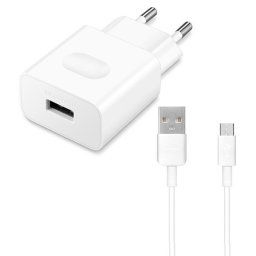 Hálózati töltő adapter, 18W, USB aljzat, microUSB kábellel, gyorstöltés, Huawei AP32, fehér, gyári