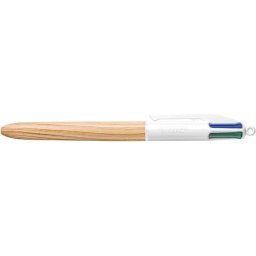 BIC Golyóstoll, 0,32 mm, nyomógombos, négyszínű, BIC "4 Colours Wood Effect"