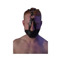 Rouge - valódi bőr maszk és szájpecek (fekete)