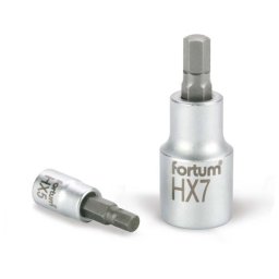 FORTUM bitdugófej, imbusz, 1/2', 61CrV5/S2, mattkróm; 10mm (HX10), 55mm FORTUM
