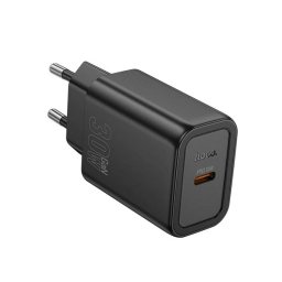 HOCO N62 hálózati töltő Type-C aljzat (30W, PD gyorstöltő 3.0) FEKETE